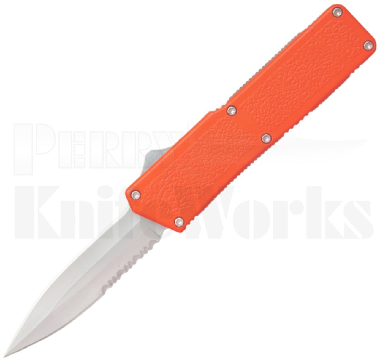 Lightning Orange D/A OTF Automatic Double Edge Knife (3.25" Satin Serr)