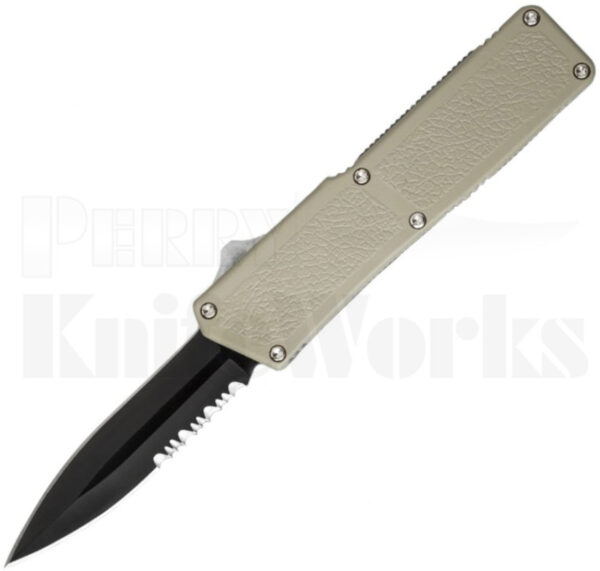 Lightning Tan D/A Dagger OTF Automatic Knife (3.25" Black Serr)
