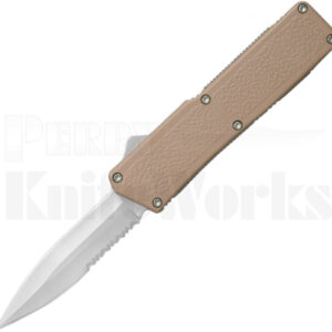 Lightning Tan D/A Dagger OTF Automatic Knife (3.25" Satin Serr)